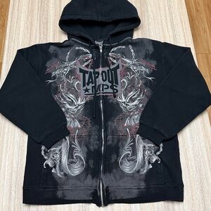 TAPOUT MPS Y2K Vintage Grunge Full Front Graphic Zip-Up Hoodie Men’s Size Medium